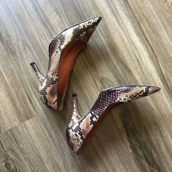 L'AUTRE CHOSE Snake Printed Leather Pumps Pointy - Picture 2 of 8